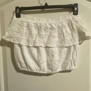 White ruffle crop top tube top strapless